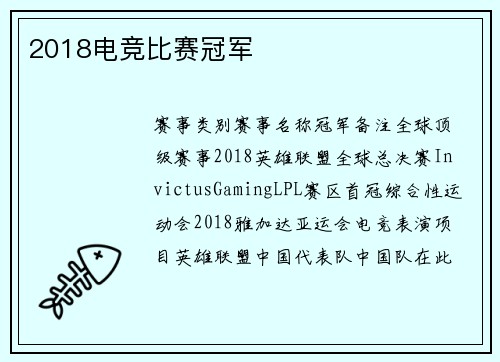 2018电竞比赛冠军